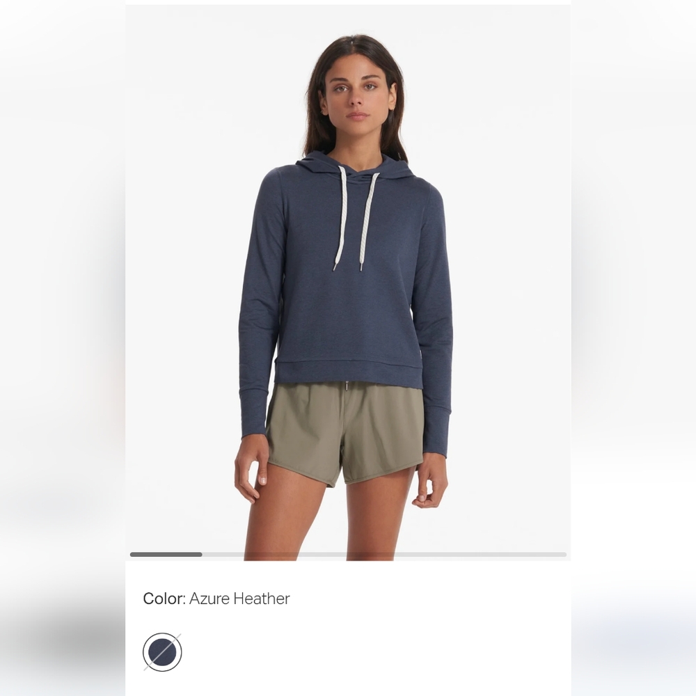 Vuori Azure Heather Pullover Hoodie - Navy Blue with White Drawstrings